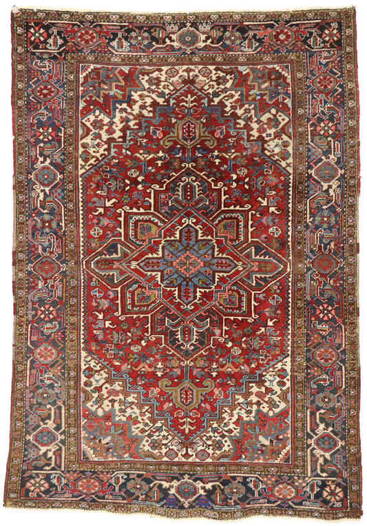 6 x 9 Antique Persian Heriz Rug 77456