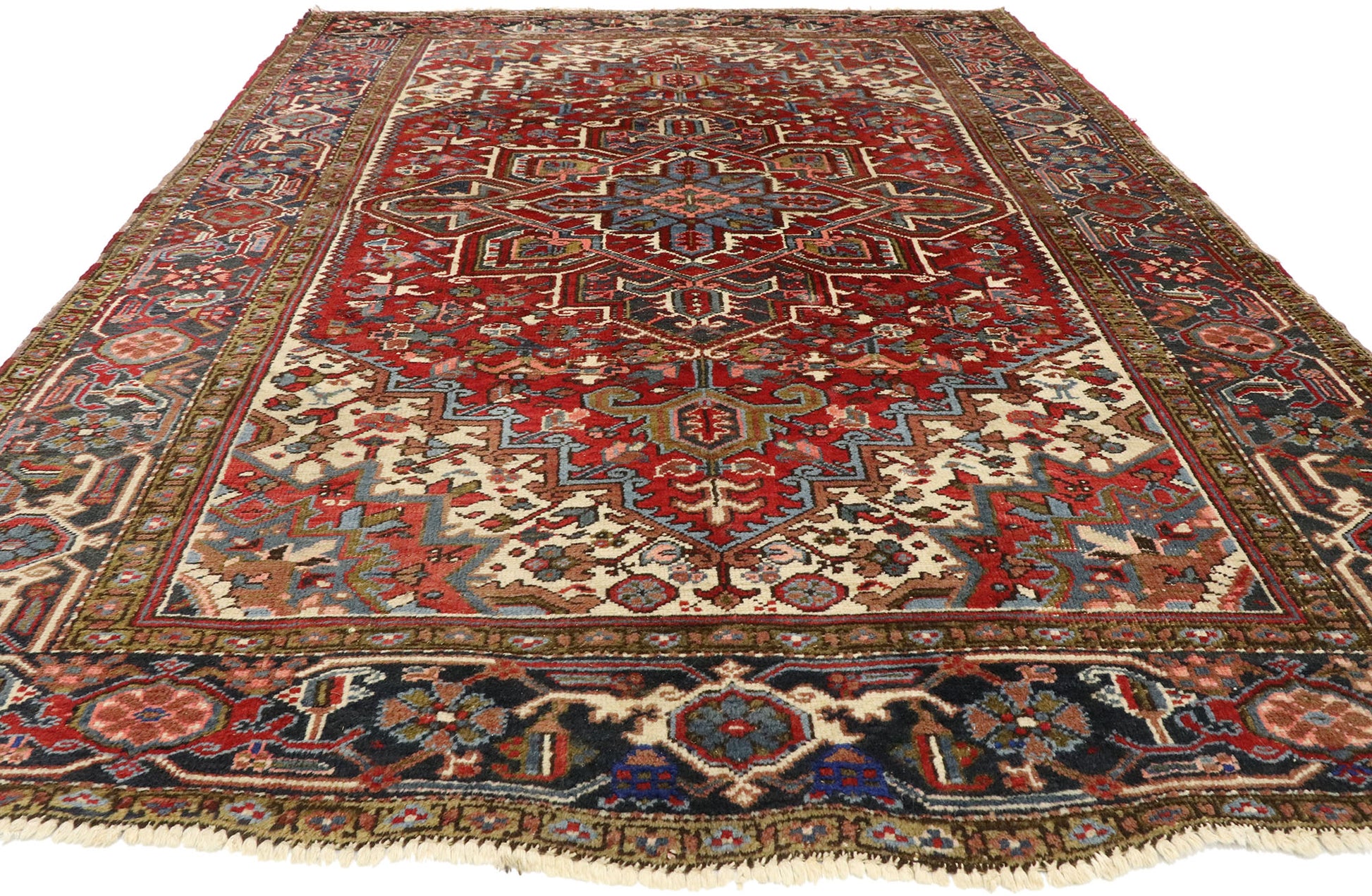 6 x 9 Antique Persian Heriz Rug 77456