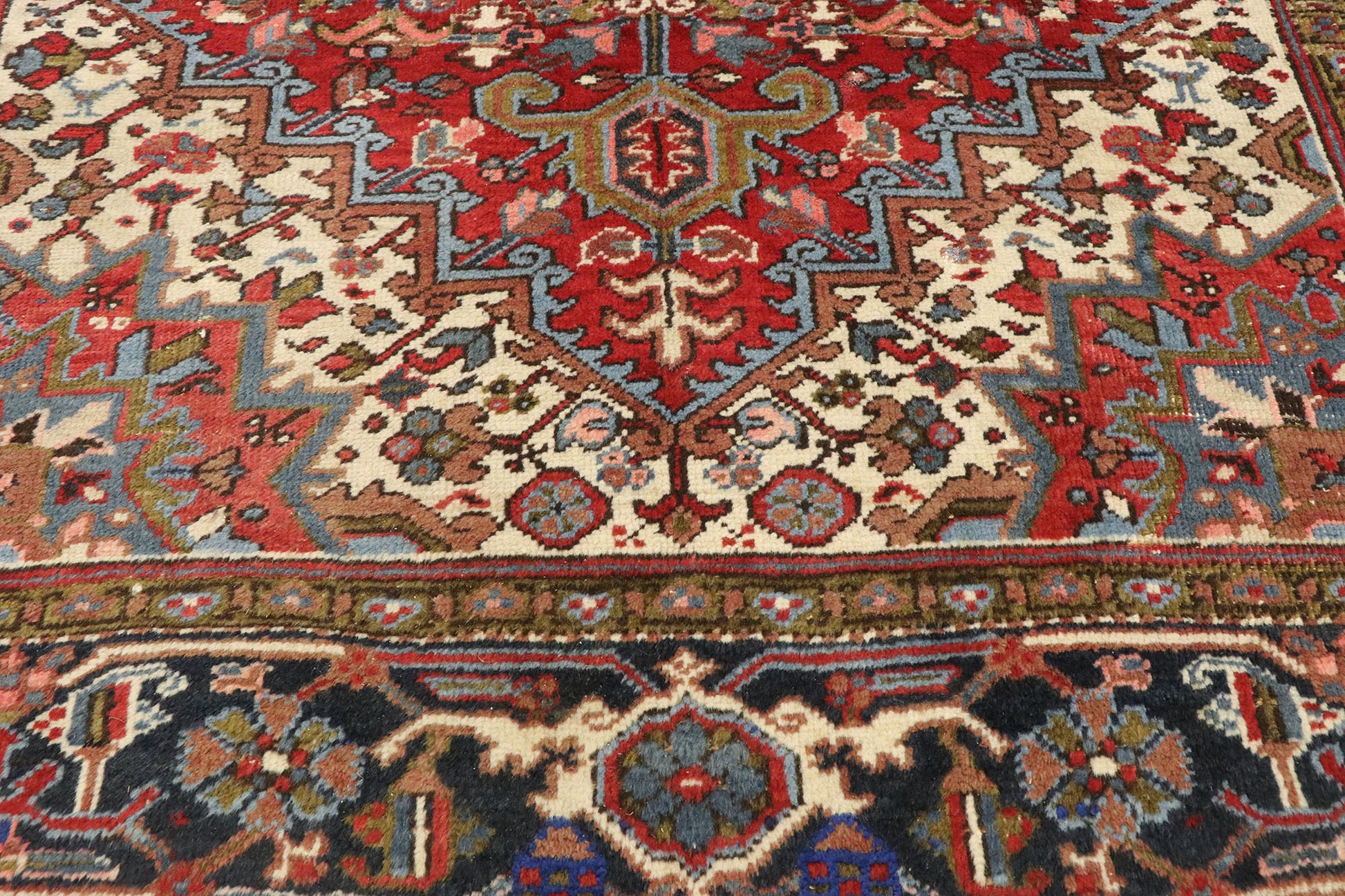 6 x 9 Antique Persian Heriz Rug 77456