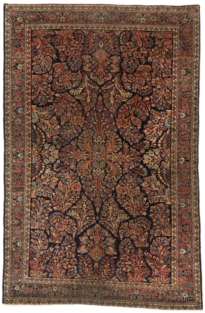 4 x 6 Antique Persian Mohajeran Sarouk Rug 77460