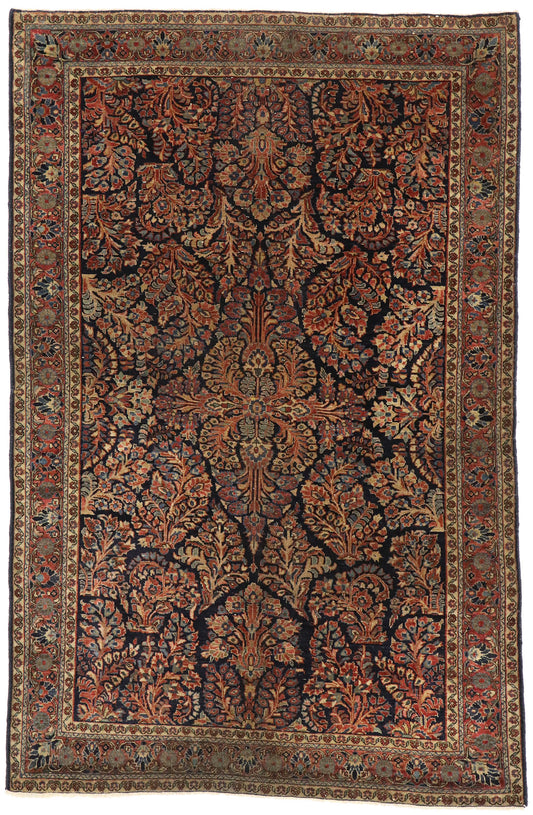 4 x 6 Antique Persian Mohajeran Sarouk Rug 77460