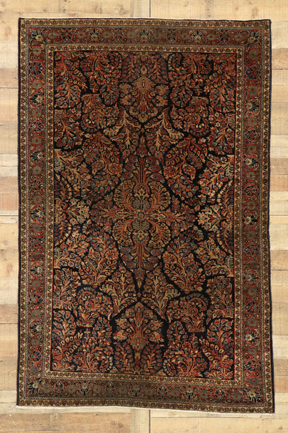 4 x 6 Antique Persian Mohajeran Sarouk Rug 77460