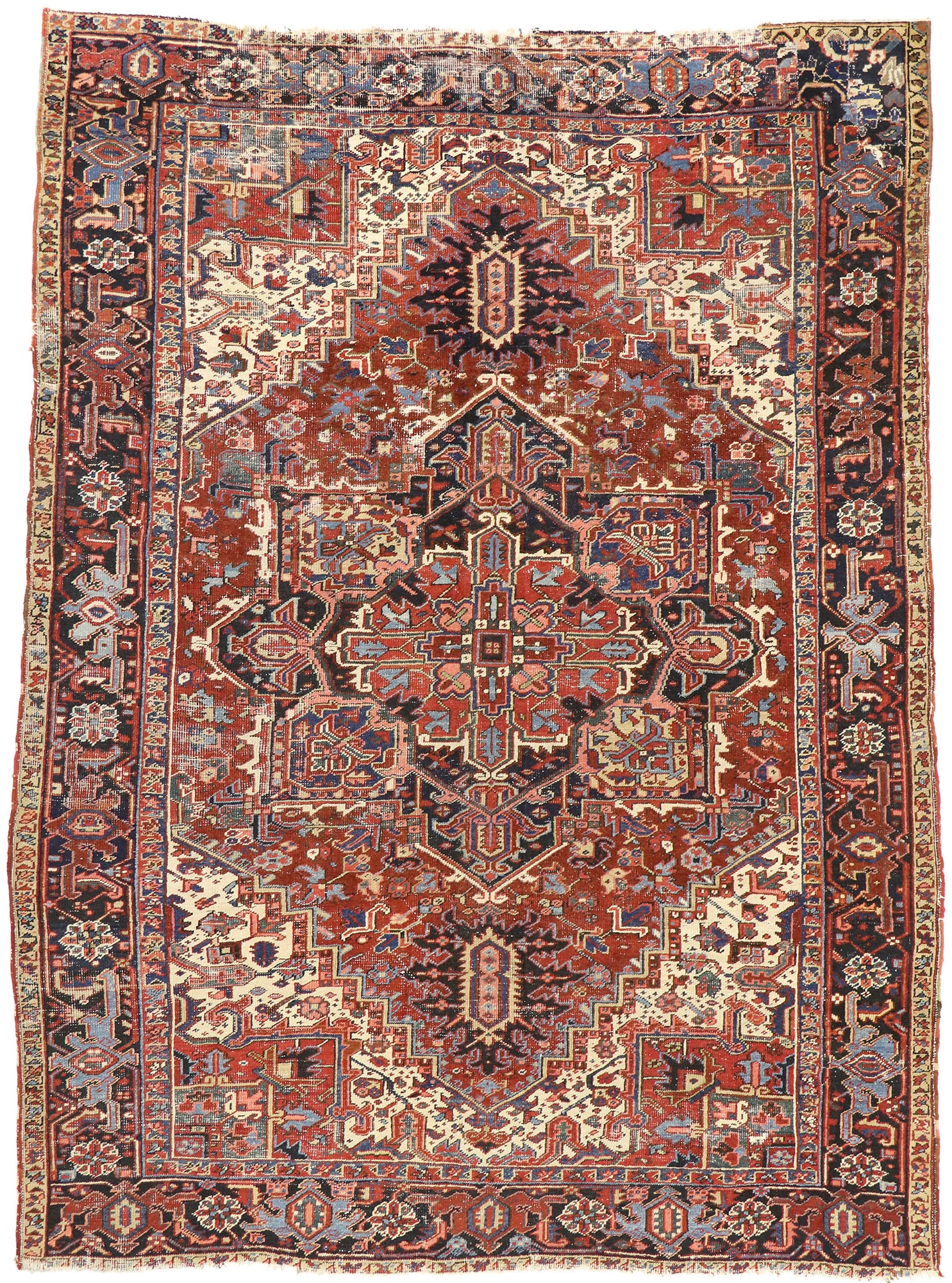 8 x 11 Antique Persian Heriz Rug 77469