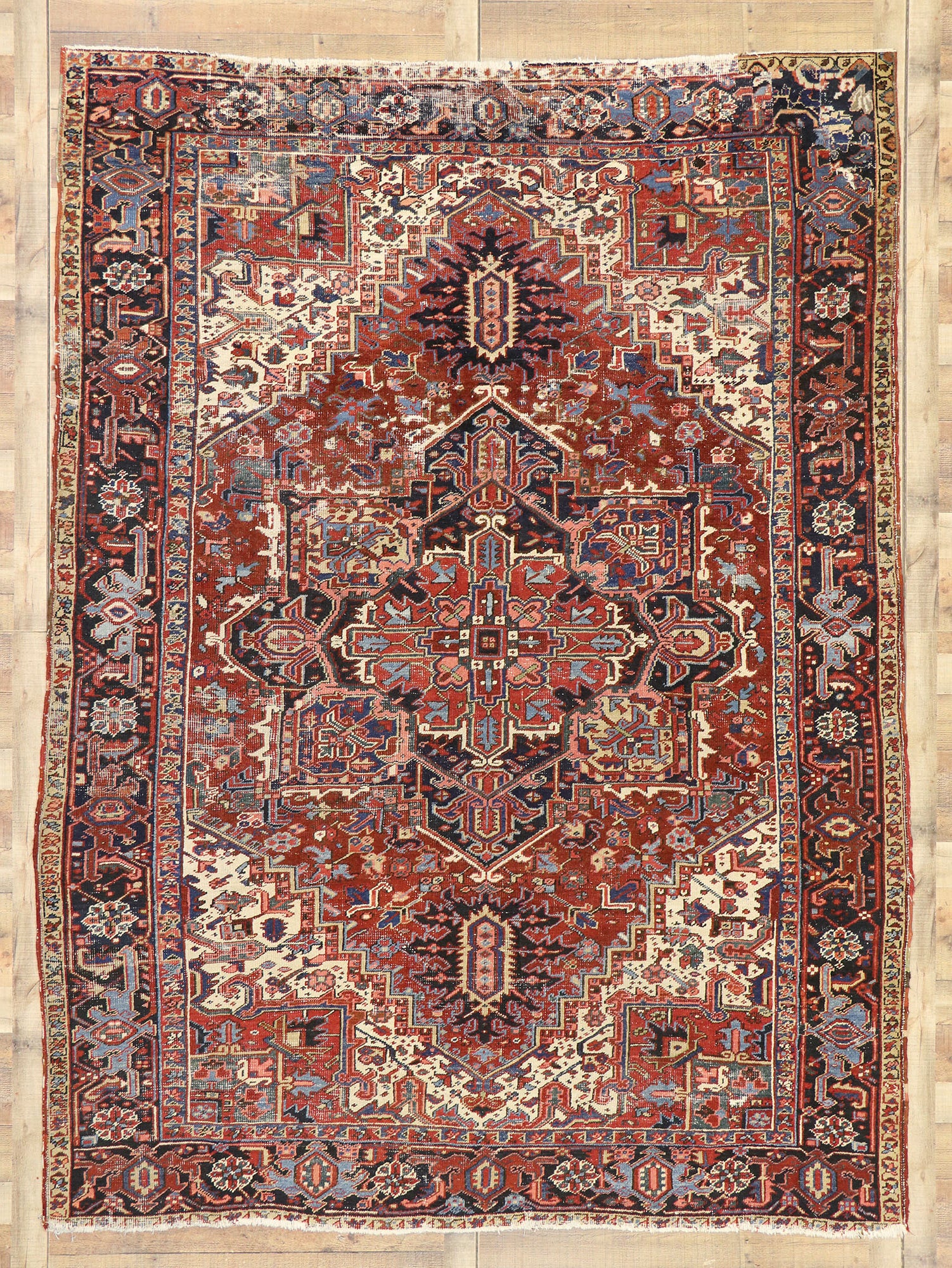 8 x 11 Antique Persian Heriz Rug 77469