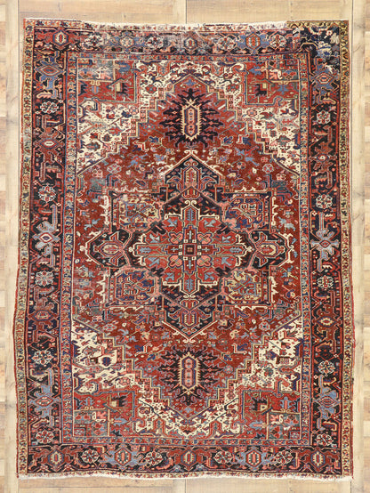 8 x 11 Antique Persian Heriz Rug 77469