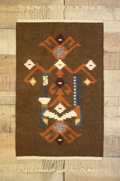 1 x 2 Vintage Russian Folk Art Kilim Rug 77472