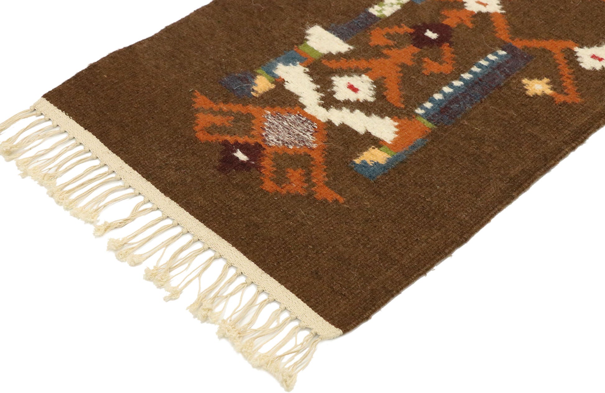 1 x 2 Vintage Russian Folk Art Kilim Rug 77472
