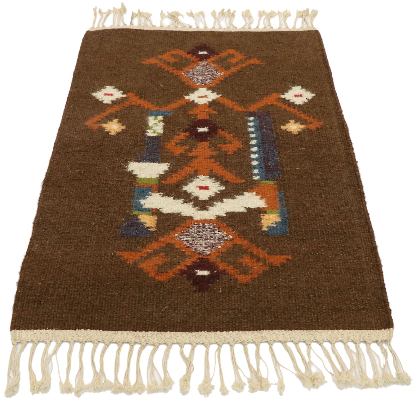 1 x 2 Vintage Russian Folk Art Kilim Rug 77472