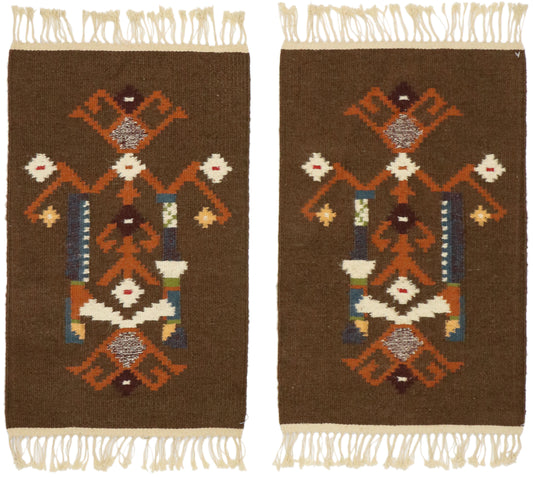1 x 2 Vintage Russian Folk Art Kilim Rug 77473