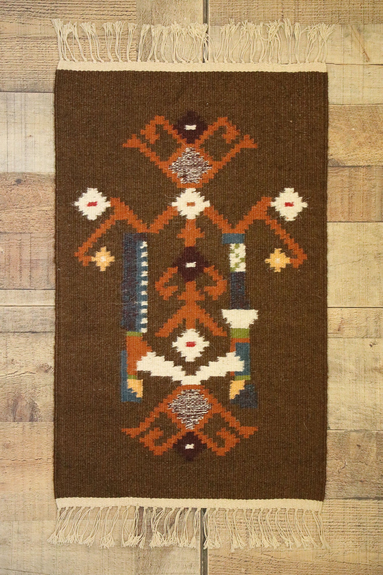1 x 2 Vintage Russian Folk Art Kilim Rug 77473
