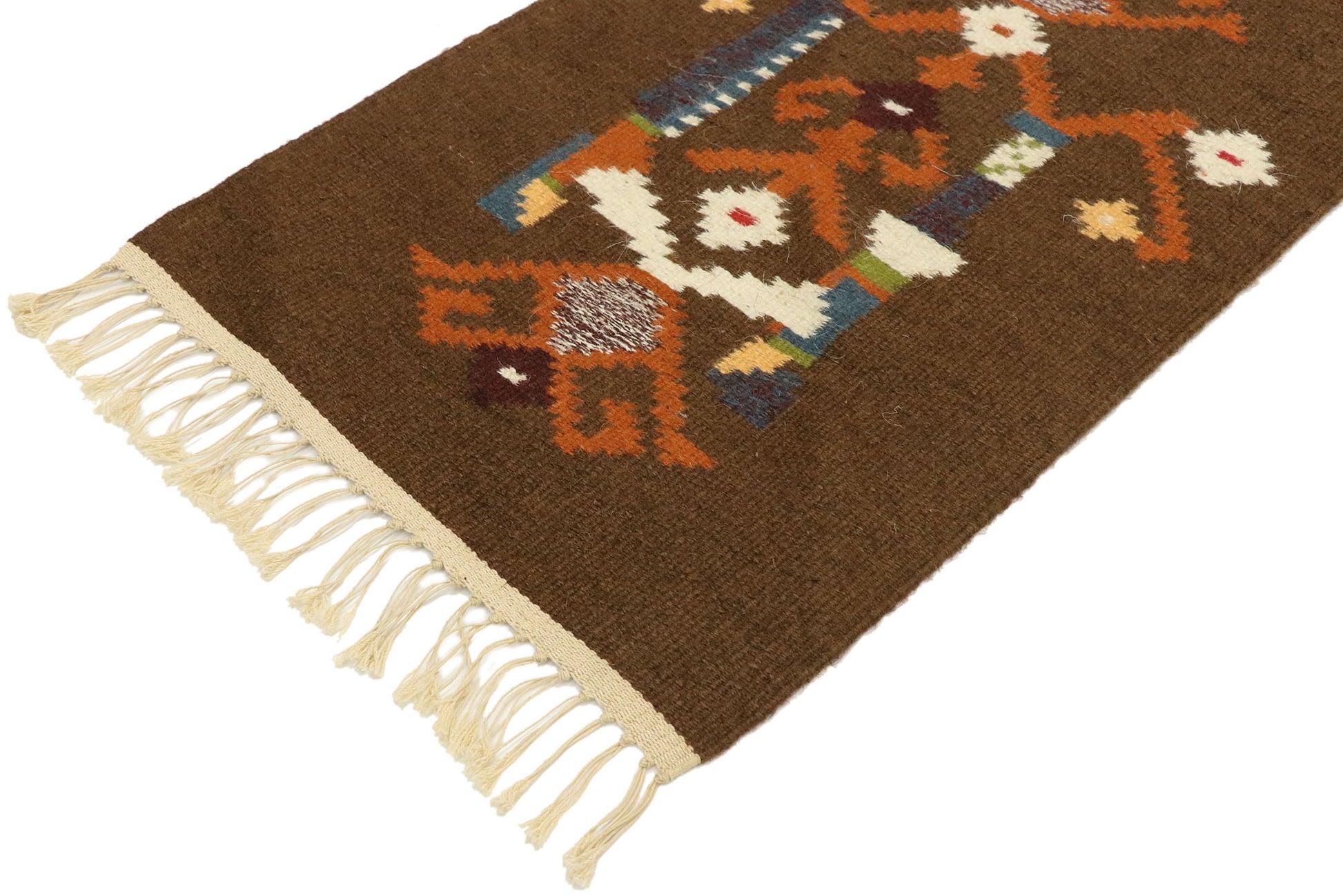1 x 2 Vintage Russian Folk Art Kilim Rug 77473