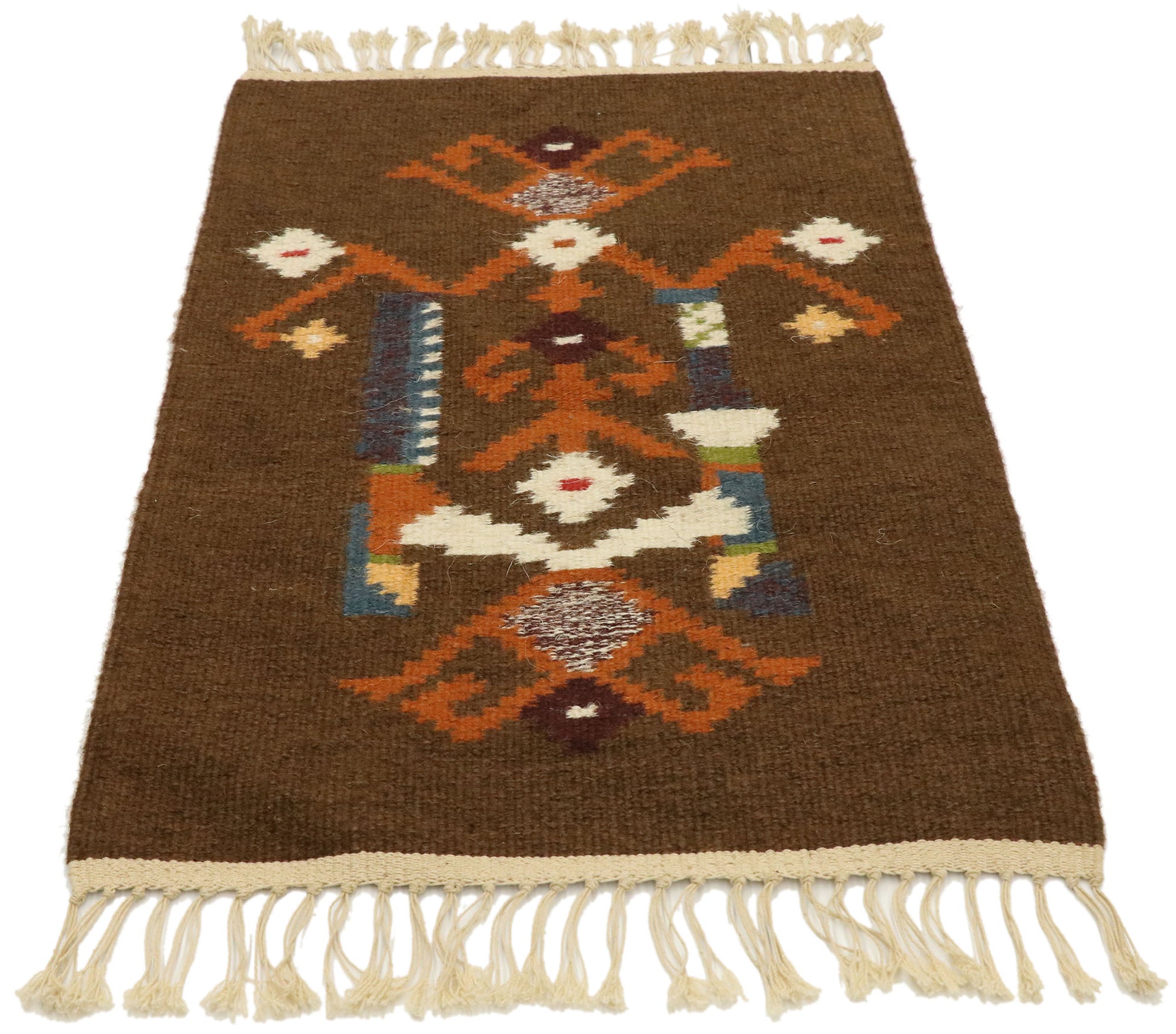 1 x 2 Vintage Russian Folk Art Kilim Rug 77473