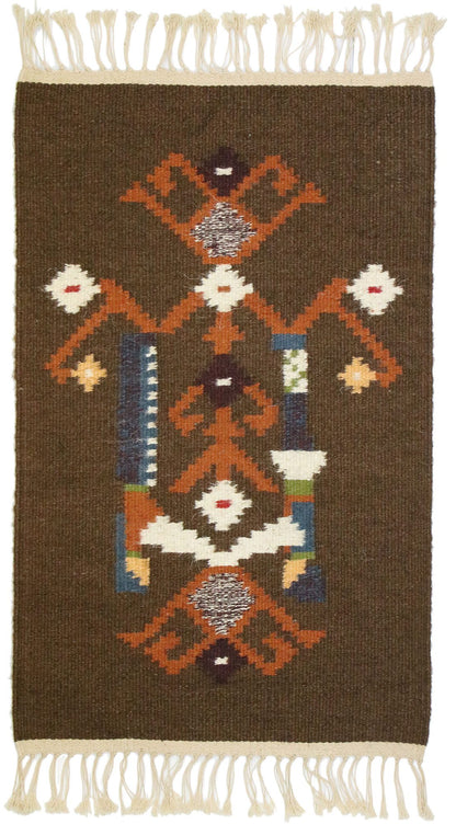 1 x 2 Vintage Russian Folk Art Kilim Rug 77472