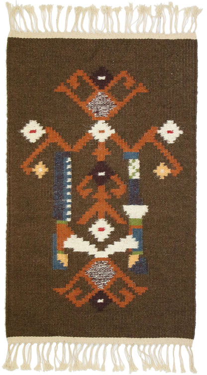 1 x 2 Vintage Russian Folk Art Kilim Rug 77473