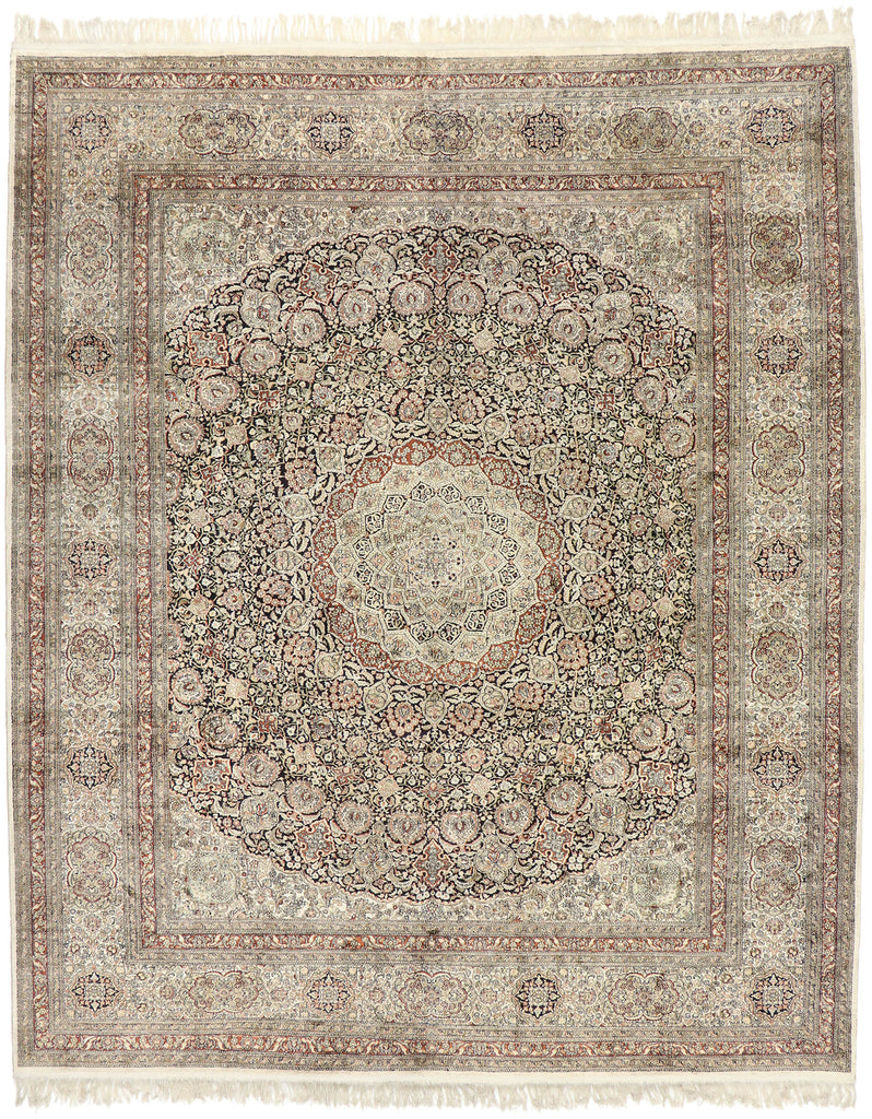 9 x 10 Vintage Turkish Silk Hereke Rug 77475