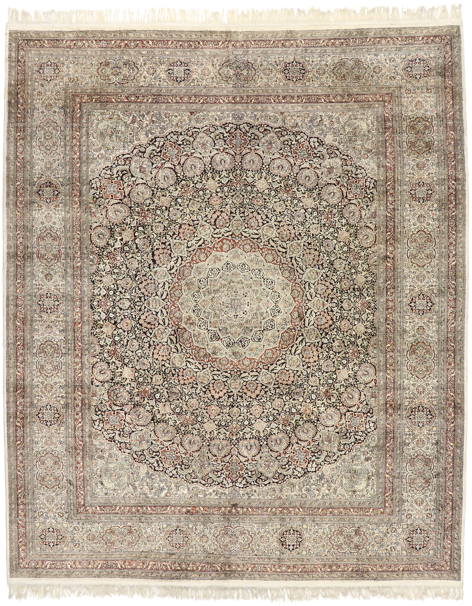 9 x 10 Vintage Turkish Silk Hereke Rug 77475