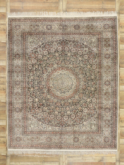 9 x 10 Vintage Turkish Silk Hereke Rug 77475