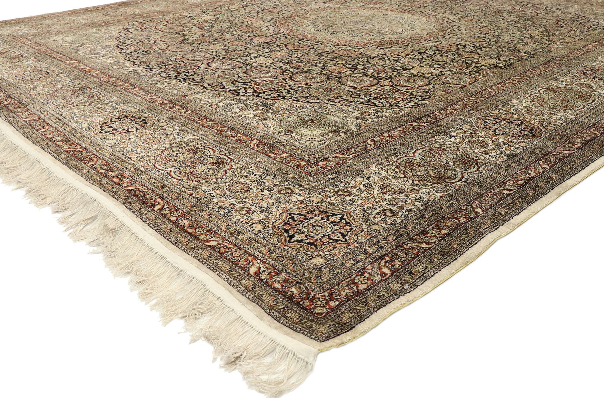 9 x 10 Vintage Turkish Silk Hereke Rug 77475