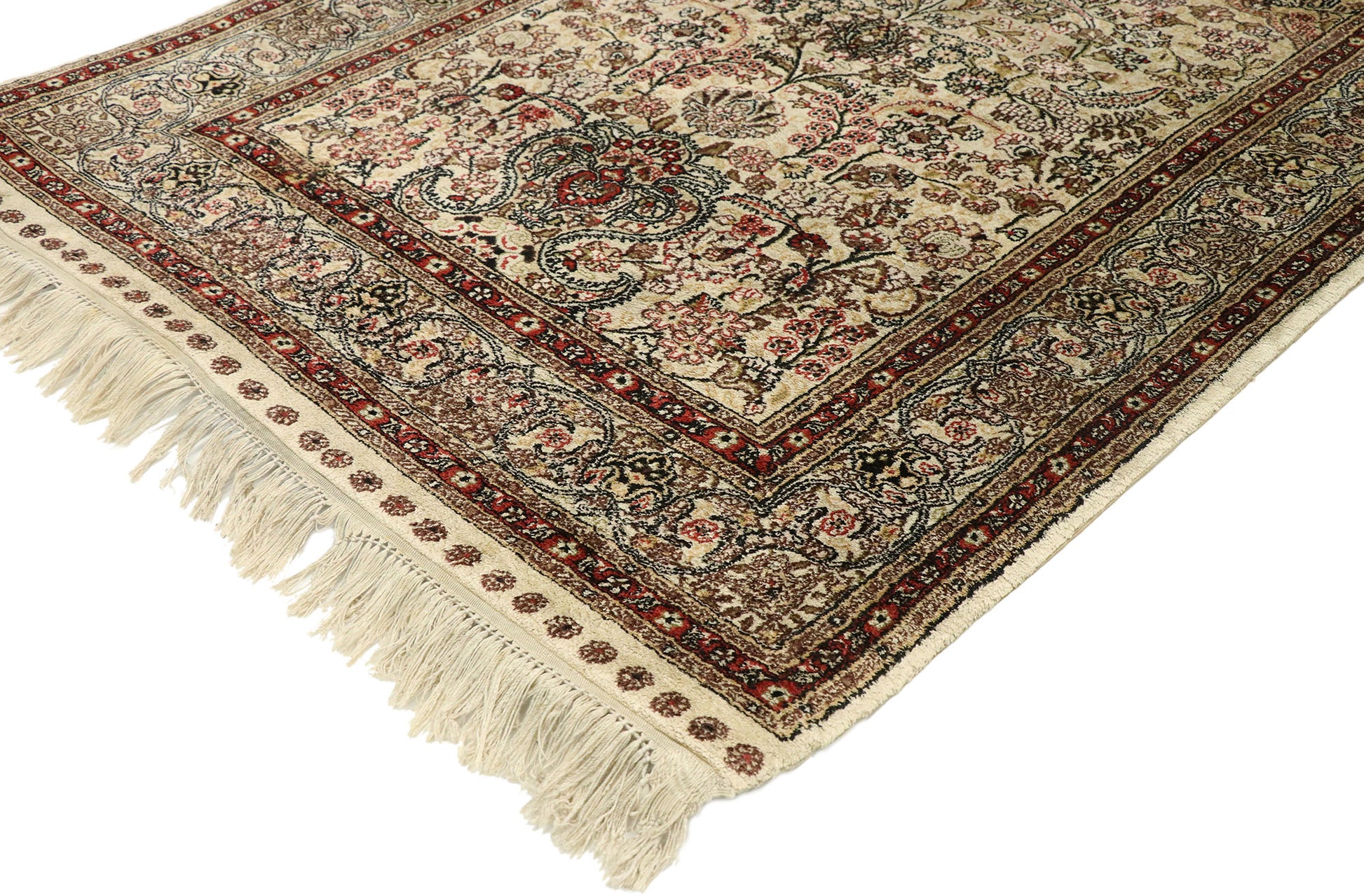 3 x 4 Vintage Turkish Silk Hereke Prayer Rug 77476
