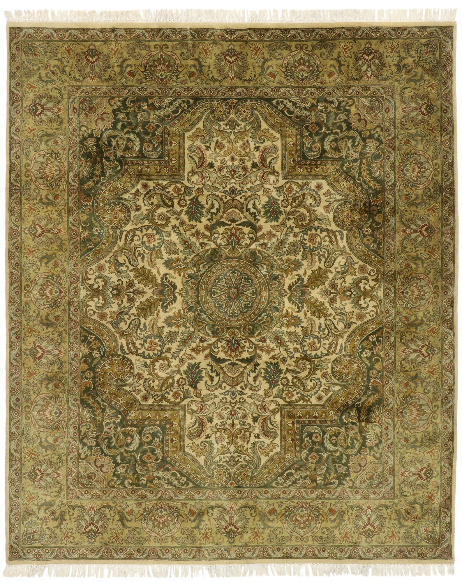 8 x 10 Vintage Indian Botanical Rug 77479