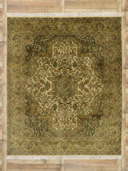 8 x 10 Vintage Indian Botanical Rug 77479