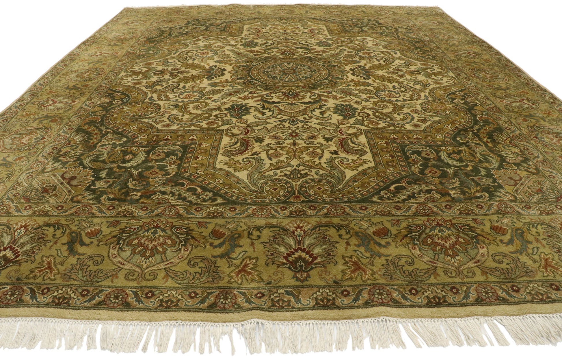 8 x 10 Vintage Indian Botanical Rug 77479