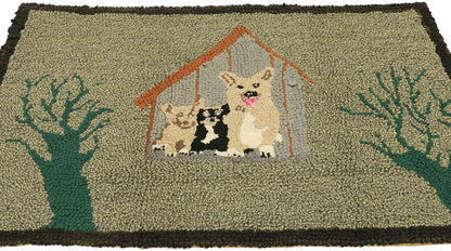 2 x 3 Vintage American Hooked Rug 77486