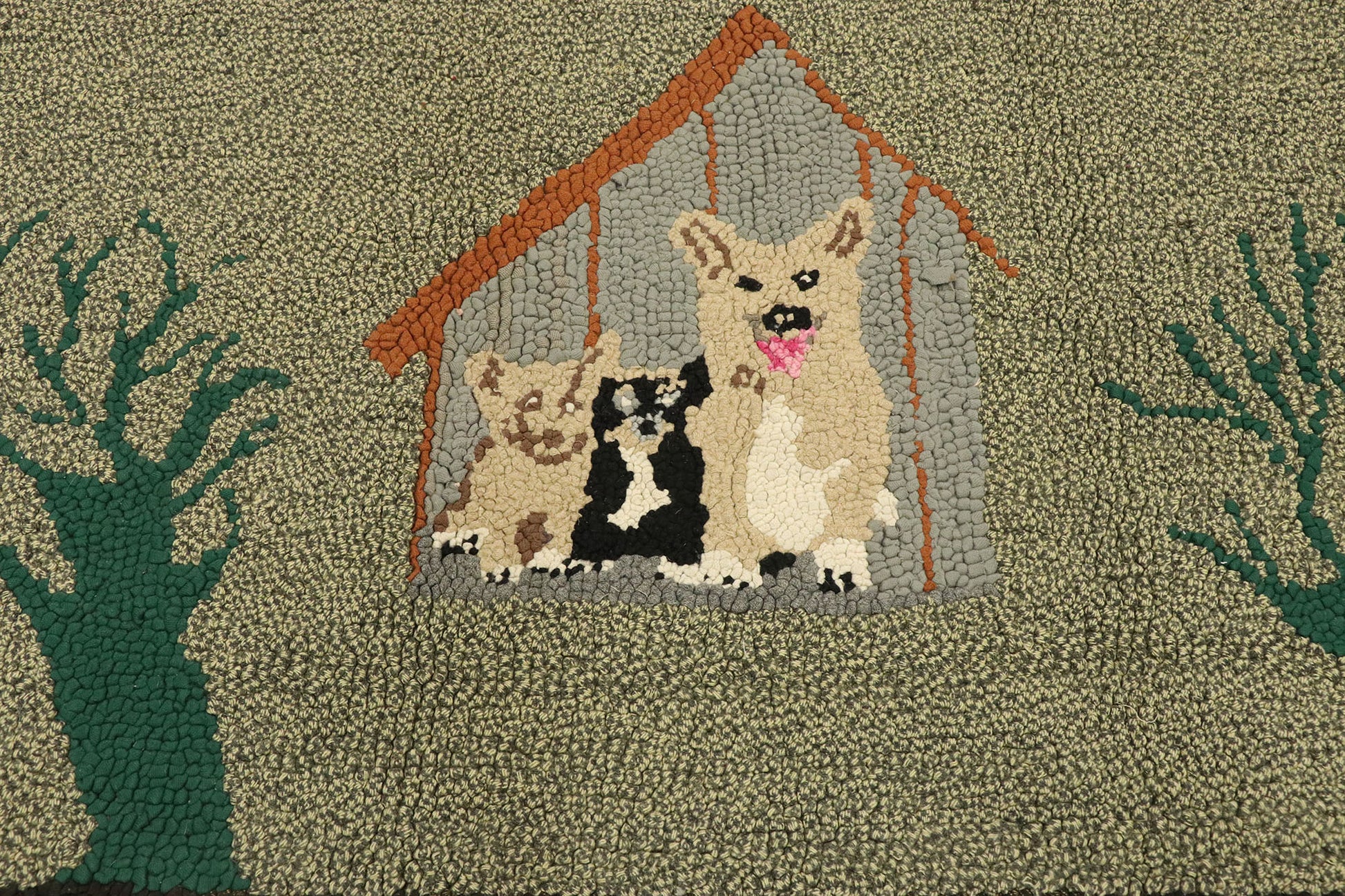 2 x 3 Vintage American Hooked Rug 77486