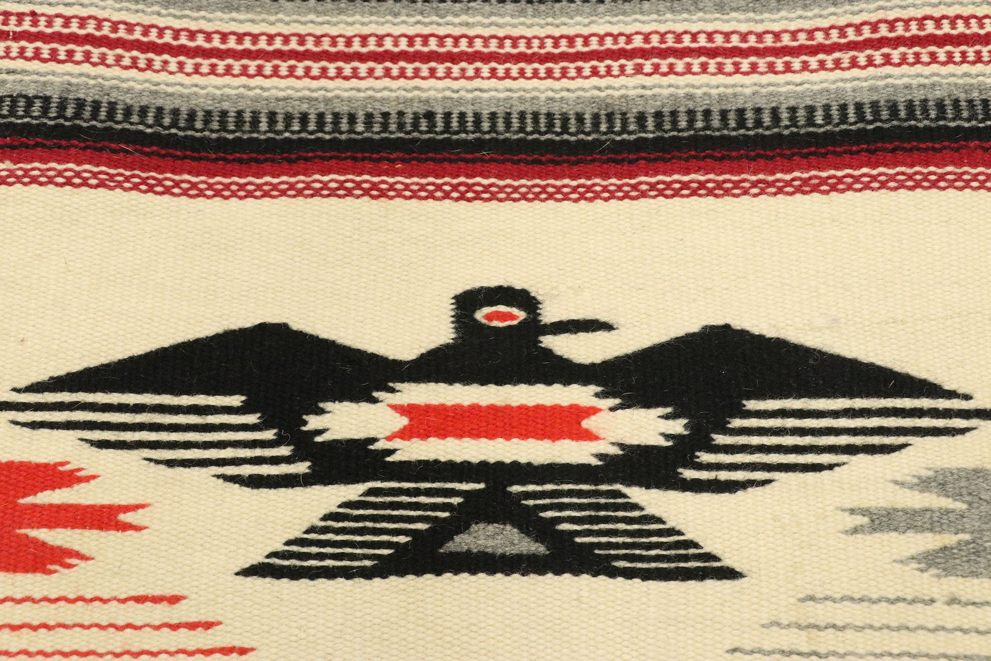 1 x 3 Vintage Mexican Blanket Kilim Rug 77488