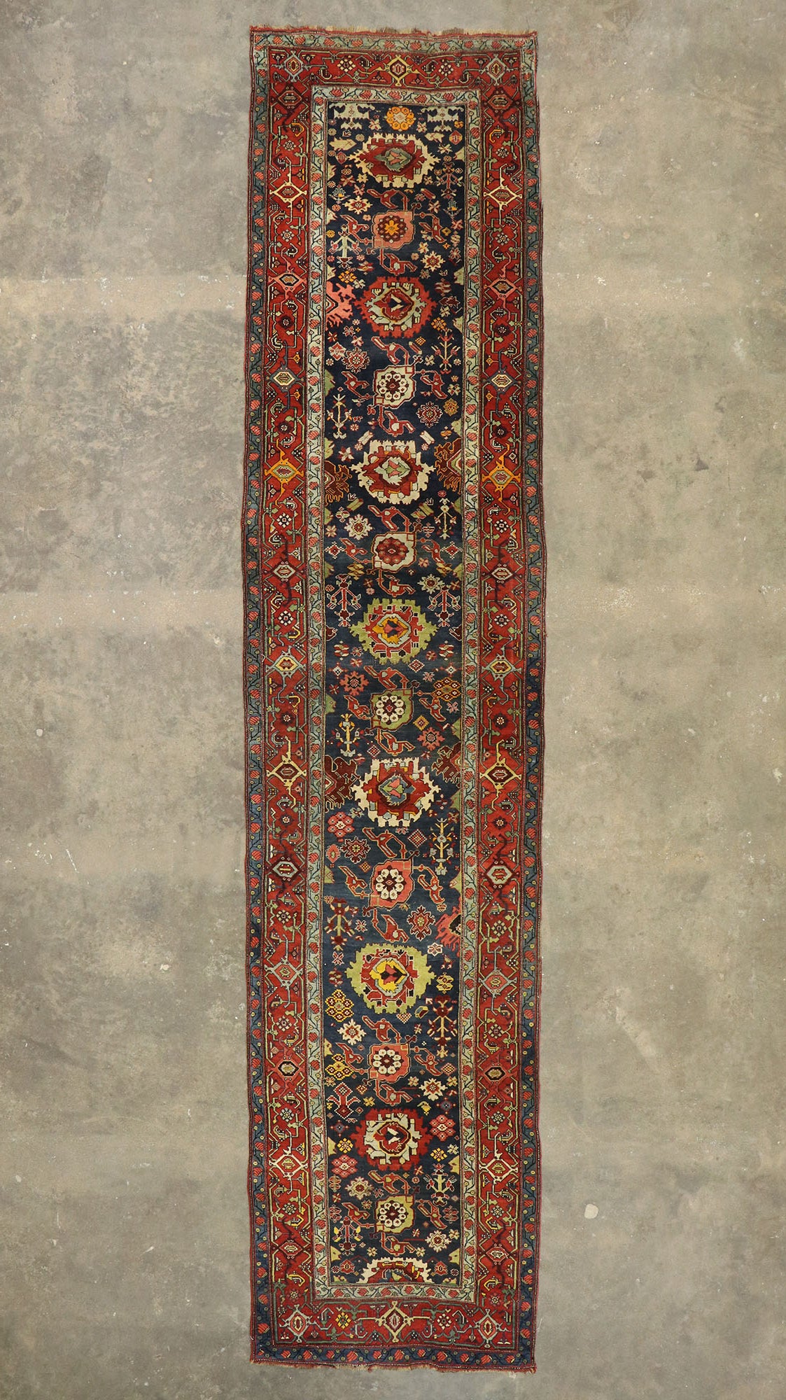 4 x 17 Antique Persian Bijar Runner 77495