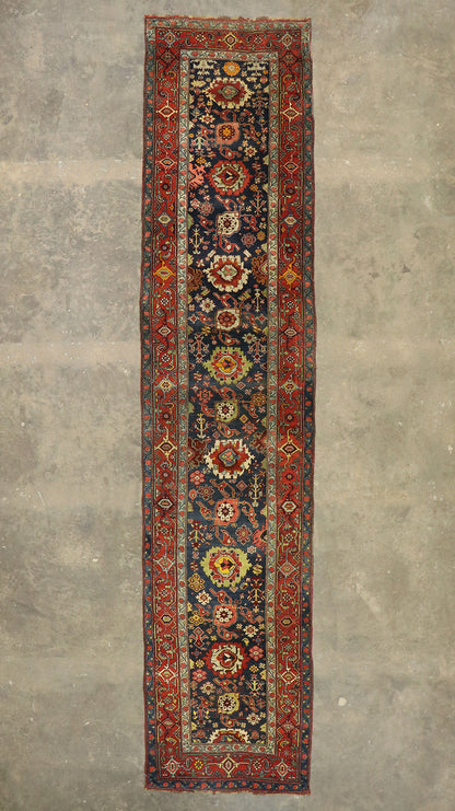 4 x 17 Antique Persian Bijar Runner 77495
