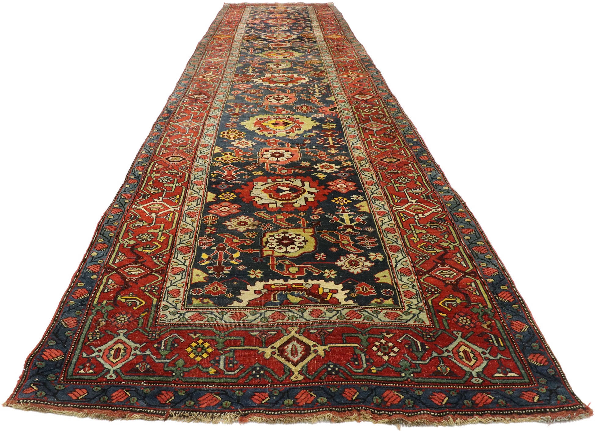 4 x 17 Antique Persian Bijar Runner 77495