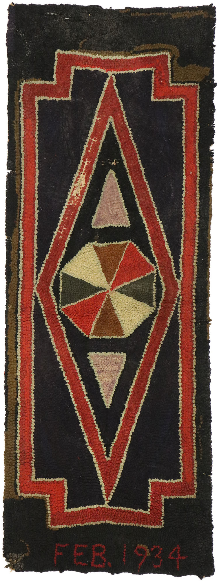 2 x 4 Antique American Hooked Rug 77502