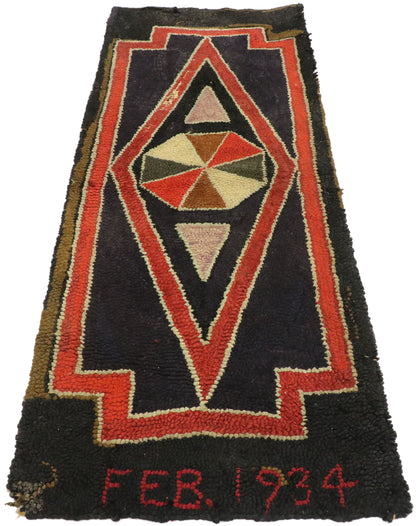 2 x 4 Antique American Hooked Rug 77502
