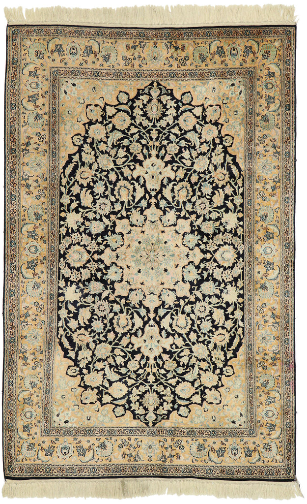 4 x 6 Vintage Persian Qum Silk Rug 77505