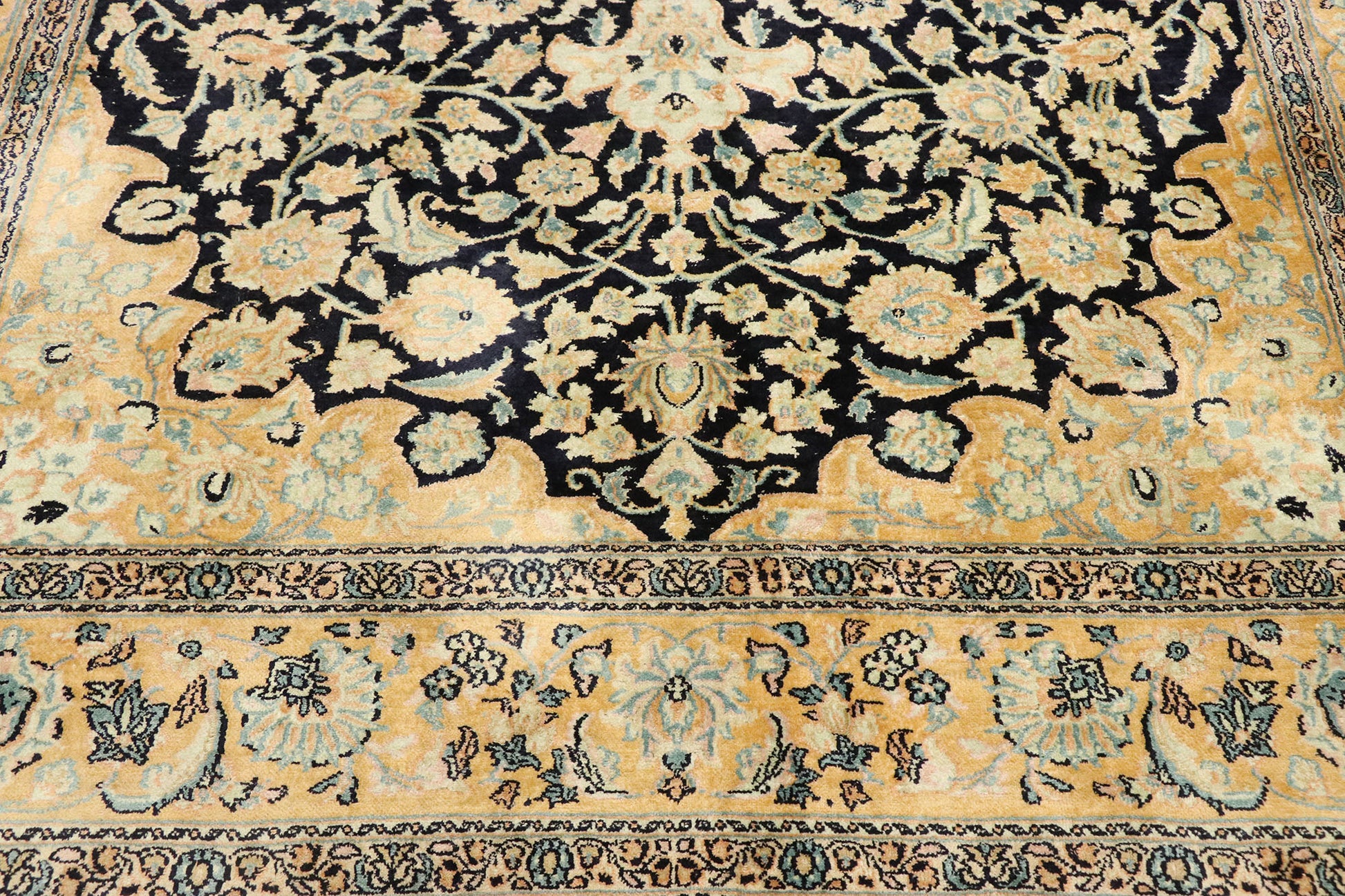 4 x 6 Vintage Persian Qum Silk Rug 77505