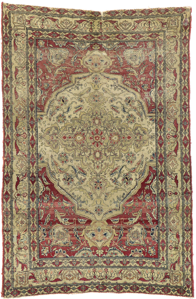 4 x 6 Distressed Antique Persian Kerman Rug 77515