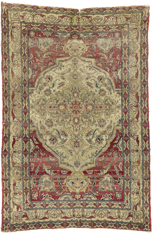 4 x 6 Distressed Antique Persian Kerman Rug 77515