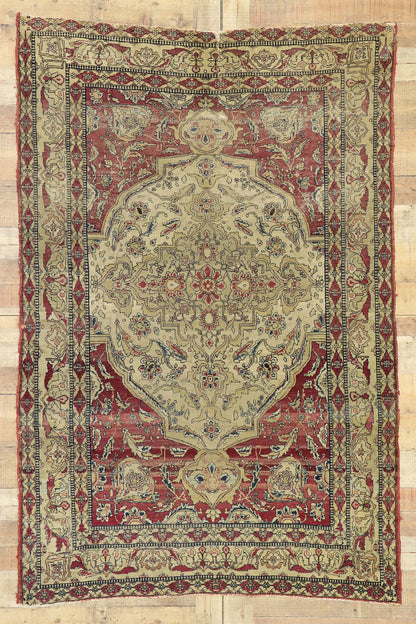 4 x 6 Distressed Antique Persian Kerman Rug 77515