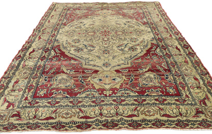 4 x 6 Distressed Antique Persian Kerman Rug 77515
