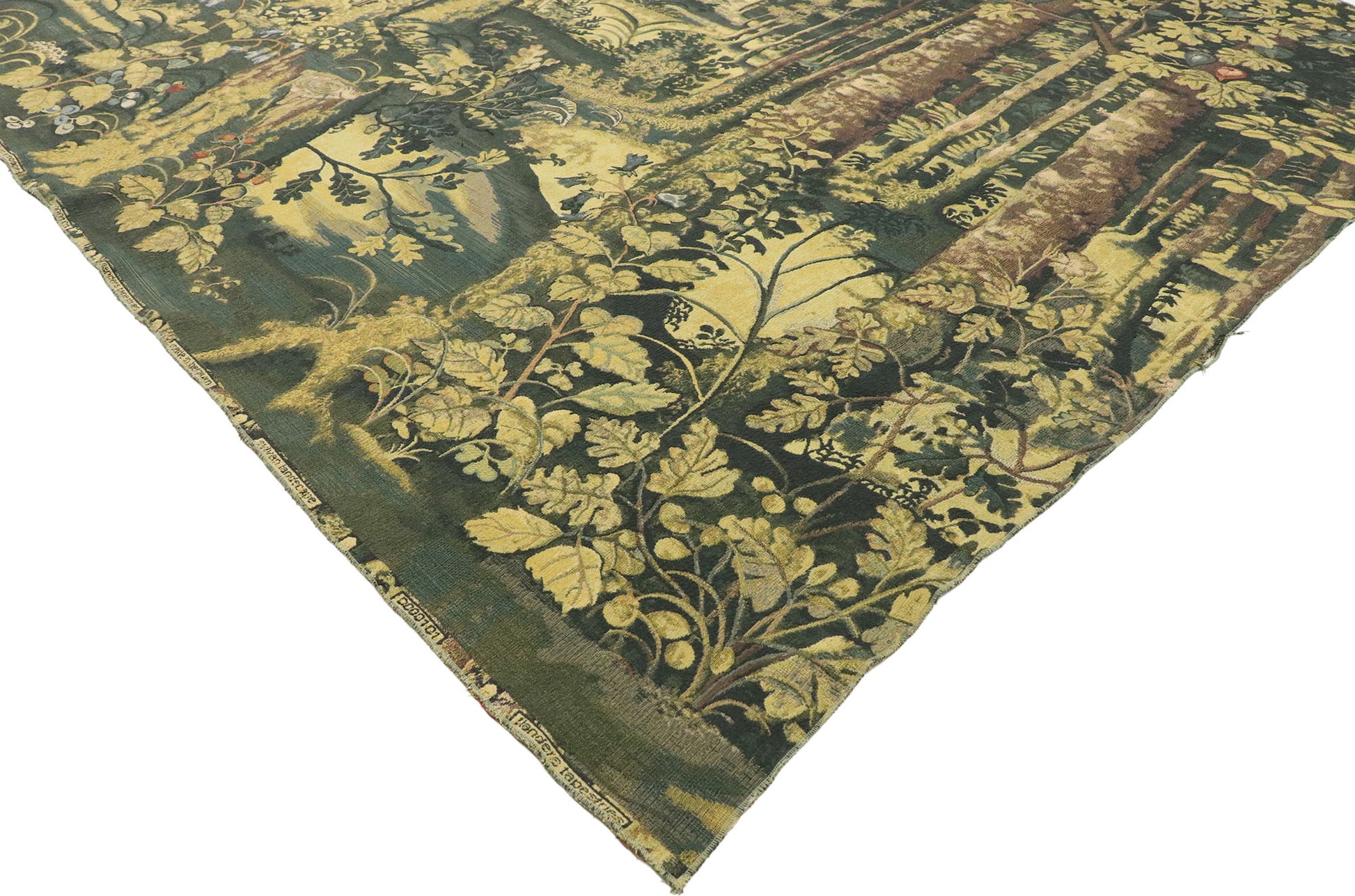 7 x 17 Antique Belgian Verdure Tapestry 77518
