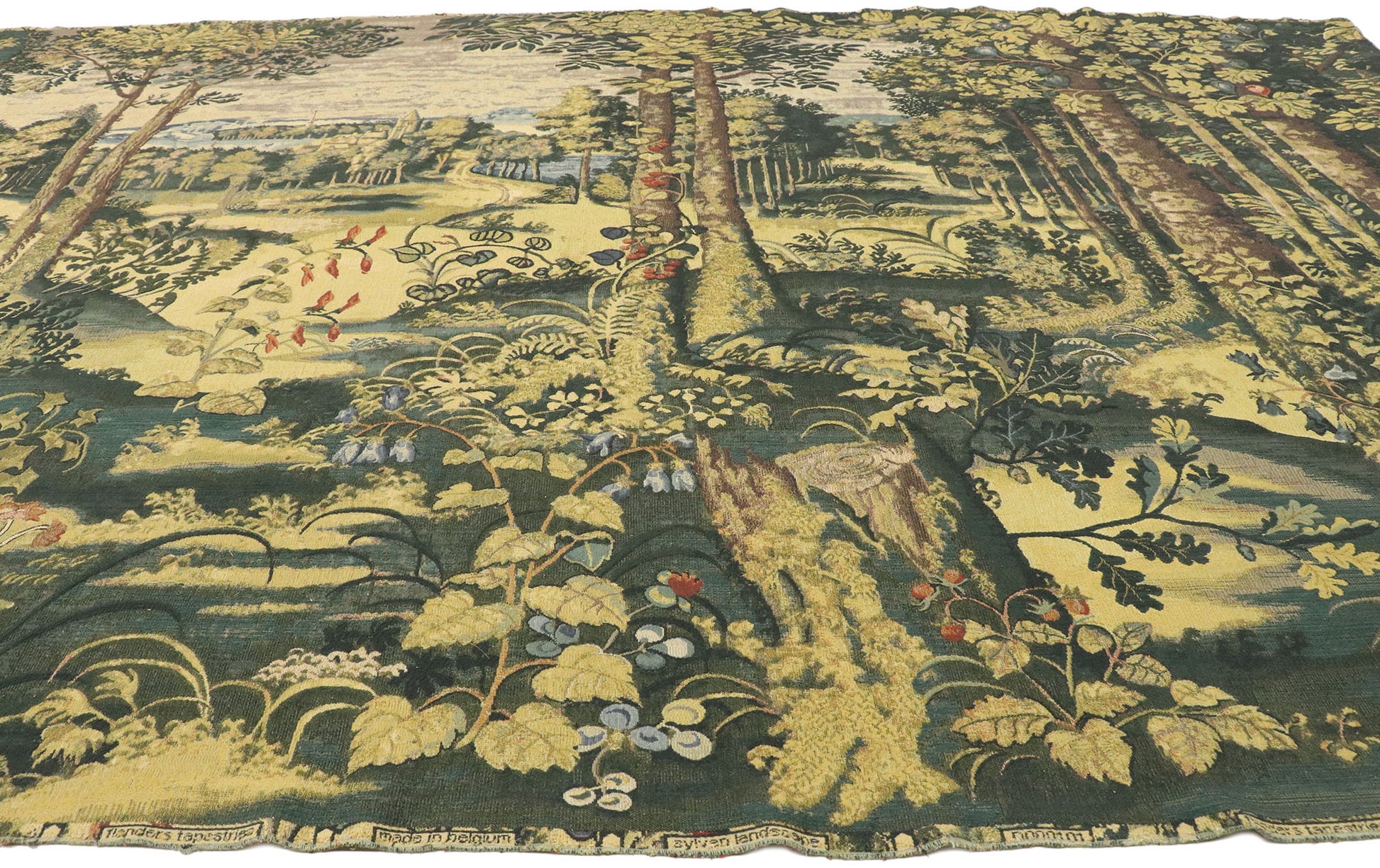 7 x 17 Antique Belgian Verdure Tapestry 77518