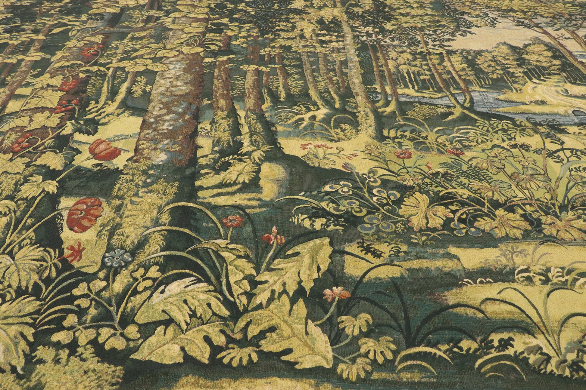 7 x 17 Antique Belgian Verdure Tapestry 77518