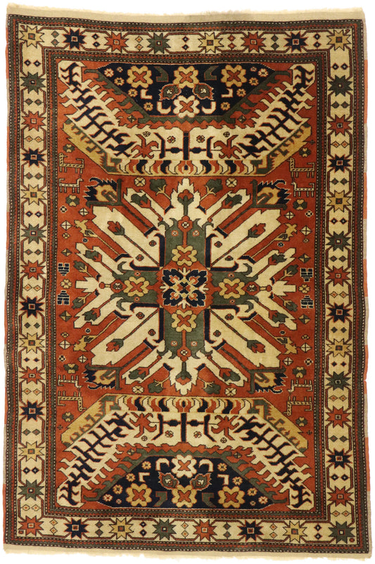 4 x 6 Vintage Caucasian Chelaberd Kazak Rug 77521