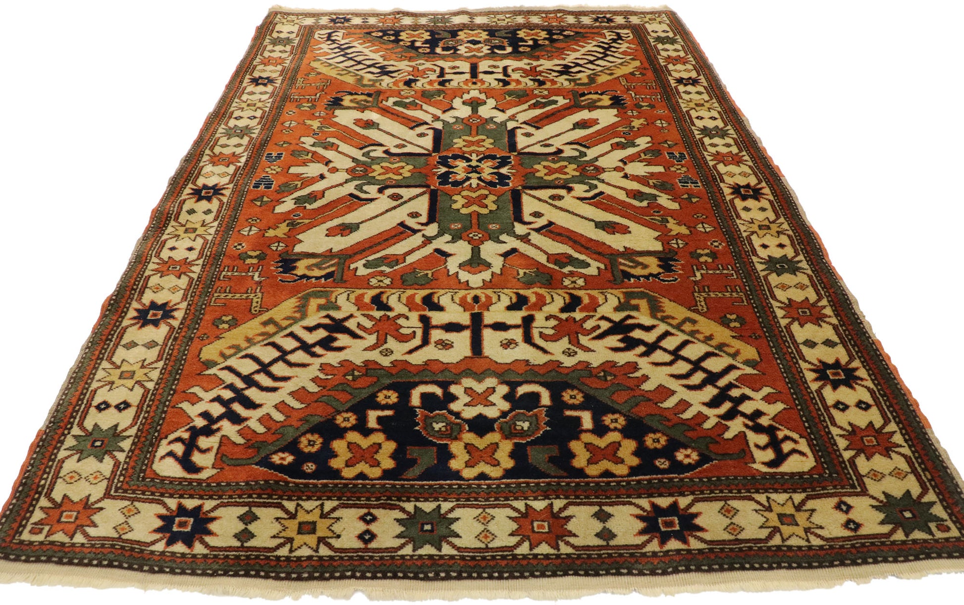 4 x 6 Vintage Caucasian Chelaberd Kazak Rug 77521