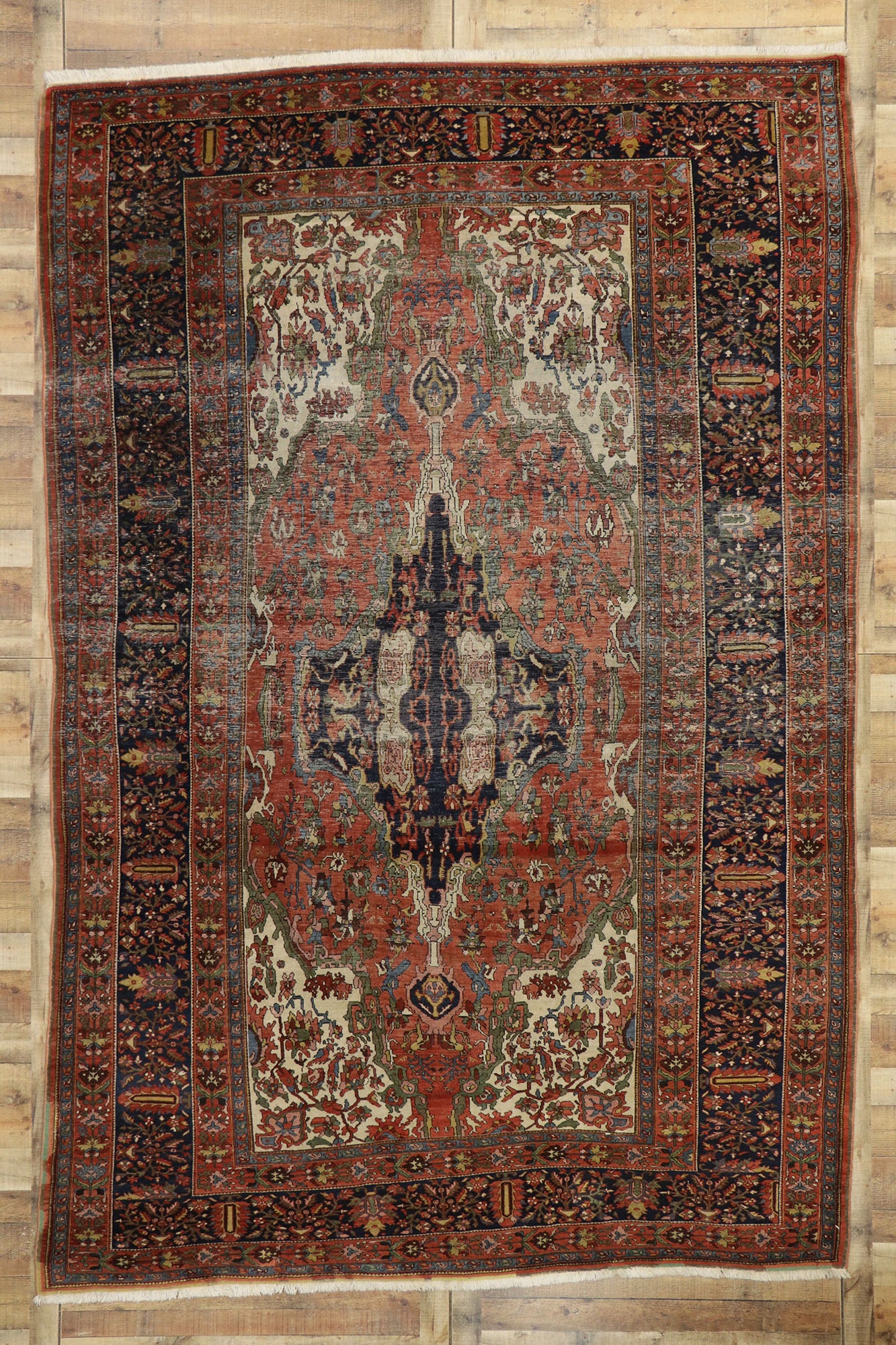 8 x 13 Antique Persian Farahan Rug 77547