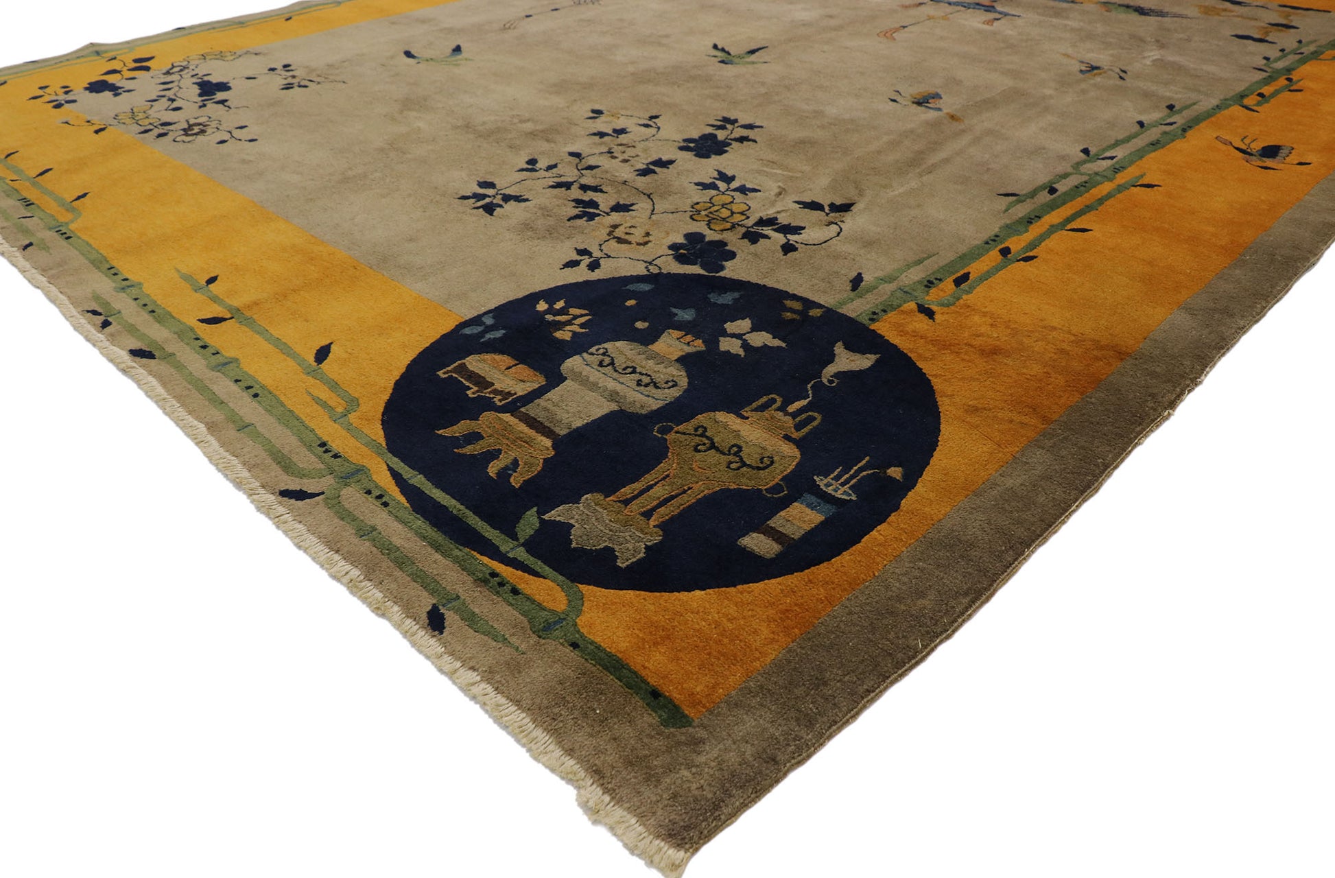 9 x 12 Antique Chinese Art Deco Pictorial Rug 77551