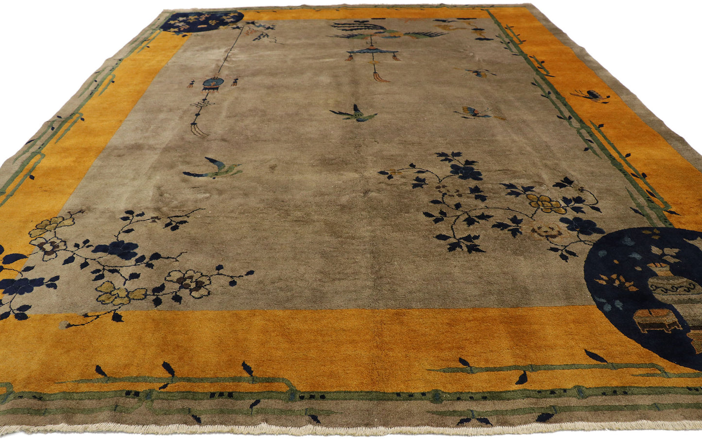 9 x 12 Antique Chinese Art Deco Pictorial Rug 77551