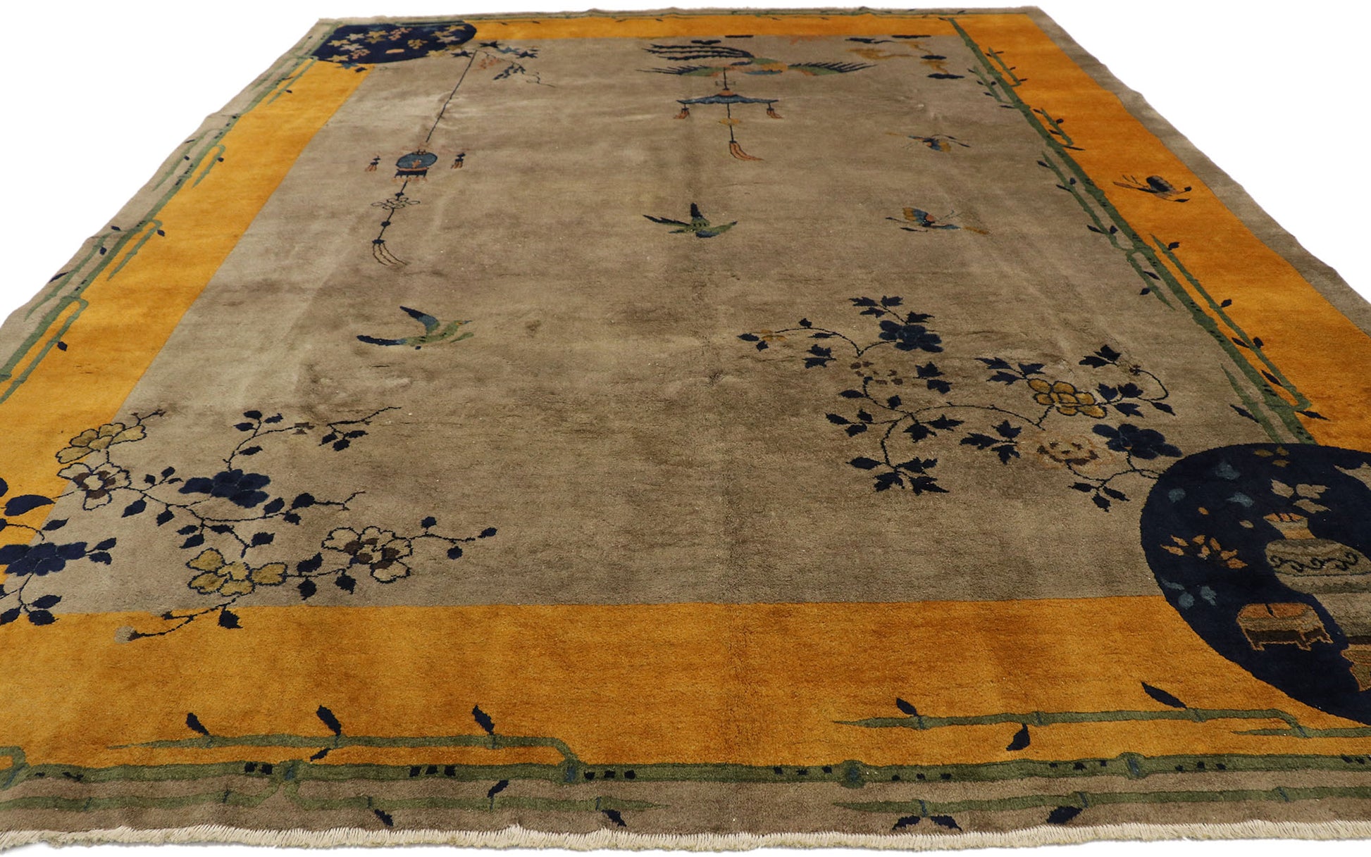 9 x 12 Antique Chinese Art Deco Pictorial Rug 77551