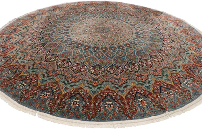 10 x 10 Vintage Persian Tabriz Round Rug 77558